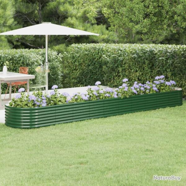 Lit sur�lev� de jardin Acier enduit de poudre 440x80x36 cm Vert alsavelo