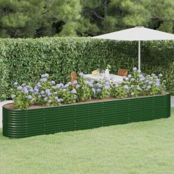 Lit sur&eacute;lev&eacute; de jardin Acier enduit de poudre 440x80x68 cm Vert
