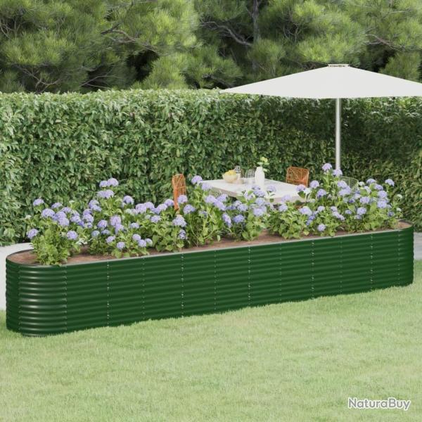 Lit surlev de jardin Acier enduit de poudre 440x80x68 cm Vert alsavelo