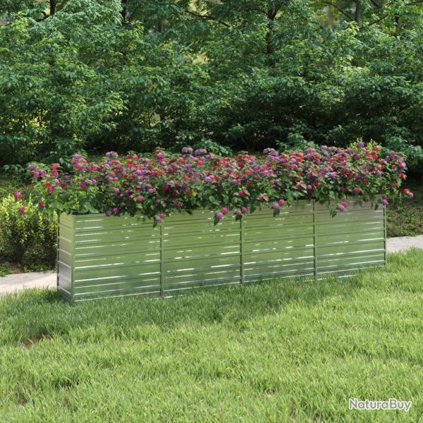 Lit sur�lev� de jardin 320x40x77 cm Acier galvanis� Argent�