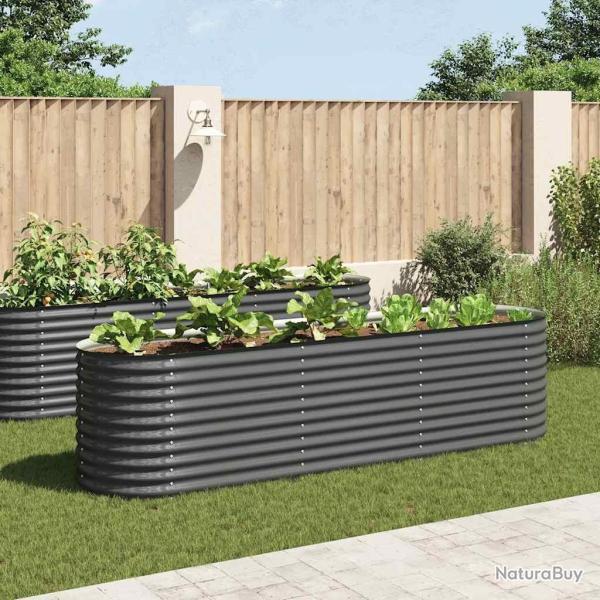 Lit sur�lev� de jardin 320x80x81 cm Acier galvanis� Gris