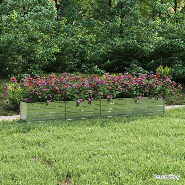 Lit sur�lev� de jardin 320x40x45 cm Acier galvanis� Argent�