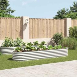 Lit sur&eacute;lev&eacute; de jardin 320x80x44 cm Acier galvanis&eacute; Argent&eacute;