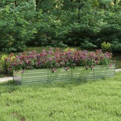 Lit sur&eacute;lev&eacute; de jardin 320x80x45 cm Acier galvanis&eacute; Argent&eacute;