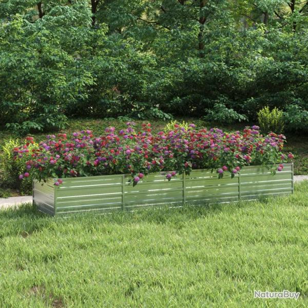 Lit sur�lev� de jardin 320x80x45 cm Acier galvanis� Argent�