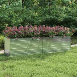 Lit sur&eacute;lev&eacute; de jardin 320x80x77 cm Acier galvanis&eacute; Argent&eacute;