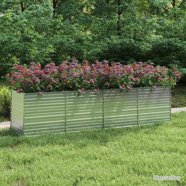 Lit sur�lev� de jardin 320x80x77 cm Acier galvanis� Argent� alsavelo