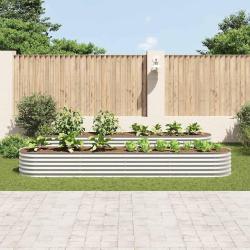 Lit sur&eacute;lev&eacute; de jardin 400x80x44 cm Acier galvanis&eacute; Argent&eacute;