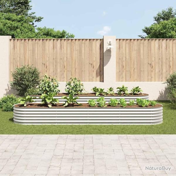 Lit sur�lev� de jardin 400x80x44 cm Acier galvanis� Argent�