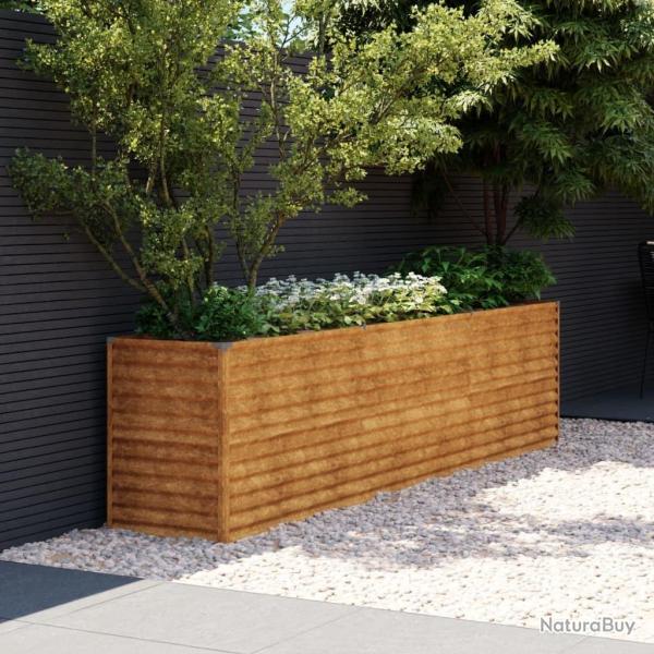 Lit sur�lev� de jardin 291x50x69 cm acier corten alsavelo