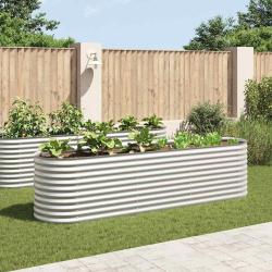 Lit sur&eacute;lev&eacute; de jardin 320x80x81 cm Acier galvanis&eacute; Argent&eacute;