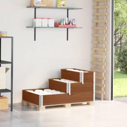 Lit sur&eacute;lev&eacute; &agrave; 3 niveaux marron 120x80 cm bois pin massif alsavelo