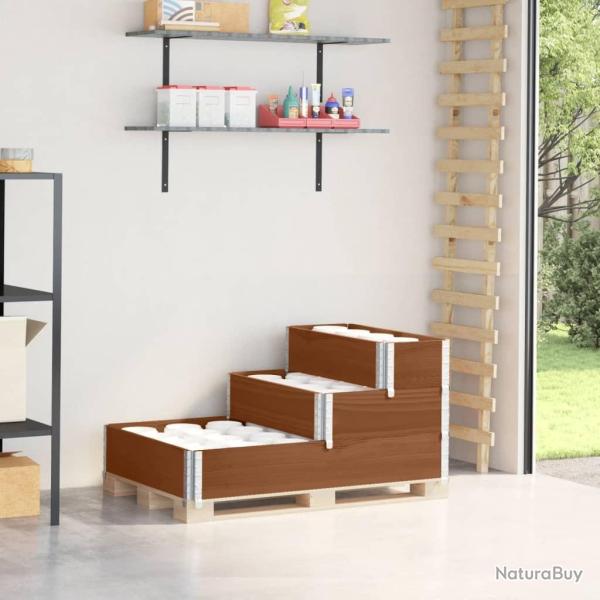 Lit sur�lev� � 3 niveaux marron 120x80 cm bois pin massif