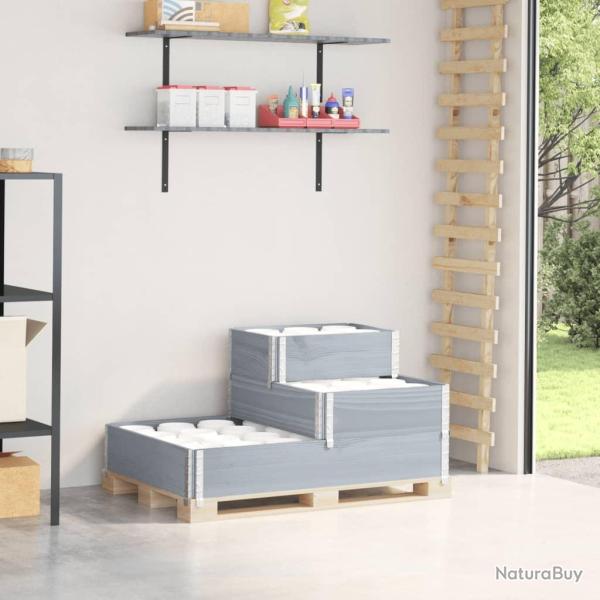 Lit sur�lev� � 3 niveaux gris 120x80 cm bois de pin massif alsavelo