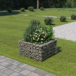 Lit sur&eacute;lev&eacute; &agrave; gabion Acier galvanis&eacute; 90x90x50 cm