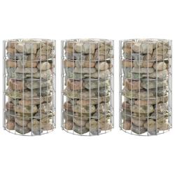 Lit sur&eacute;lev&eacute; &agrave; gabion circulaire 3 pcs Acier galvanis&eacute; &Oslash;30x50cm alsavelo