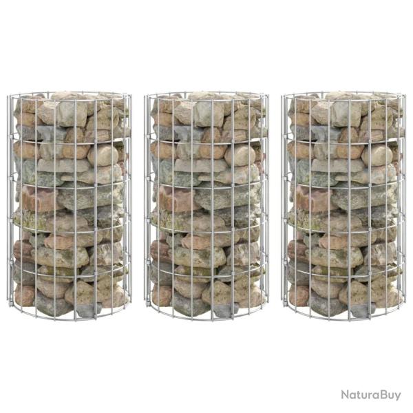 Lit sur�lev� � gabion circulaire 3 pcs Acier galvanis� �30x50cm