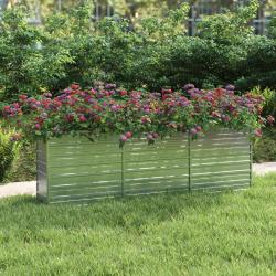 Lit sur&eacute;lev&eacute; de jardin 240x40x77 cm Acier galvanis&eacute; Argent&eacute;