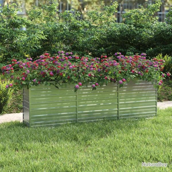 Lit sur�lev� de jardin 240x40x77 cm Acier galvanis� Argent�