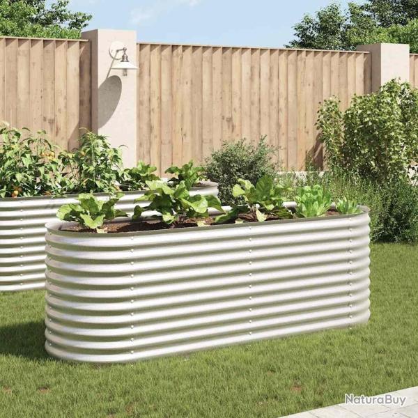 Lit sur�lev� de jardin 240x80x81 cm Acier galvanis� Argent�