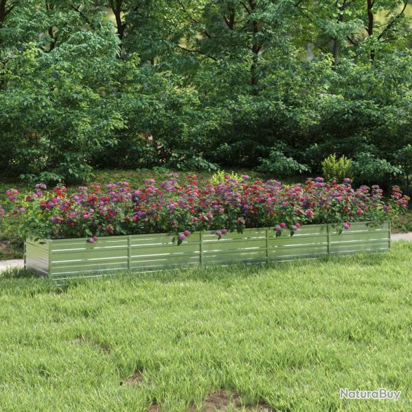 Lit sur�lev� de jardin 400x80x45 cm Acier galvanis� Argent� alsavelo