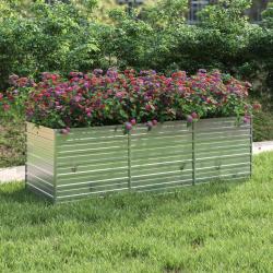 Lit sur&eacute;lev&eacute; de jardin 240x80x77 cm Acier galvanis&eacute; Argent&eacute;