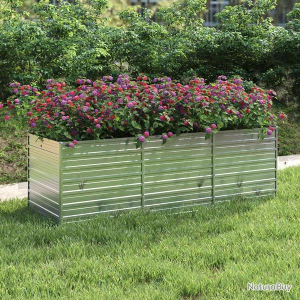 Lit sur�lev� de jardin 240x80x77 cm Acier galvanis� Argent�