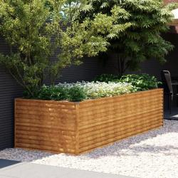 Lit sur&eacute;lev&eacute; de jardin 290x100x69 cm acier corten