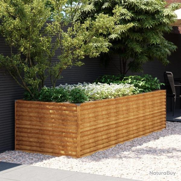 Lit sur�lev� de jardin 290x100x69 cm acier corten alsavelo