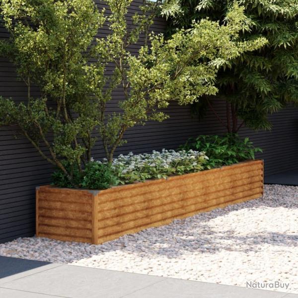 Lit sur�lev� de jardin 291x50x36 cm acier corten