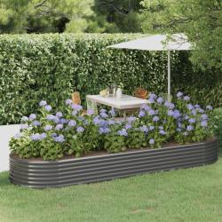 Lit sur&eacute;lev&eacute; de jardin Acier enduit de poudre 322x100x36cm gris