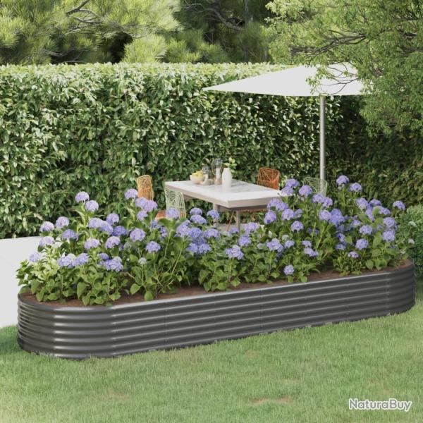 Lit sur�lev� de jardin Acier enduit de poudre 322x100x36cm gris