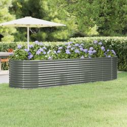 Lit sur&eacute;lev&eacute; de jardin Acier enduit de poudre 322x100x68cm gris alsavelo