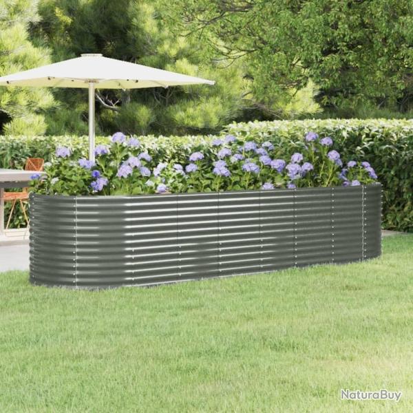 Lit sur�lev� de jardin Acier enduit de poudre 322x100x68cm gris