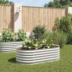 Lit sur&eacute;lev&eacute; de jardin 160x80x44 cm Acier galvanis&eacute; Argent&eacute;