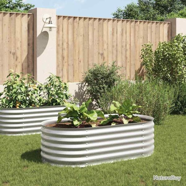 Lit surlev de jardin 160x80x44 cm Acier galvanis Argent alsavelo