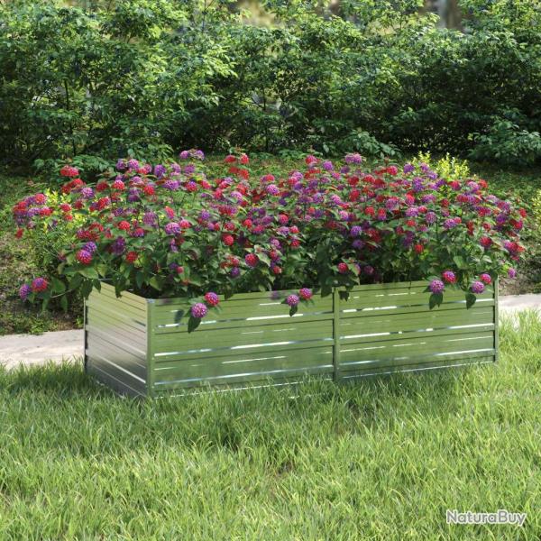 Lit sur�lev� de jardin 160x80x45 cm Acier galvanis� Argent� alsavelo