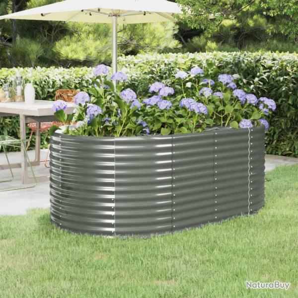 Lit sur�lev� de jardin Acier enduit de poudre 175x100x68cm gris
