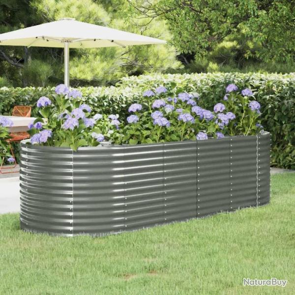 Lit sur�lev� de jardin Acier enduit de poudre 249x100x68cm gris