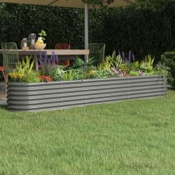 Lit sur&eacute;lev&eacute; de jardin Acier enduit de poudre 260x40x36 cm gris