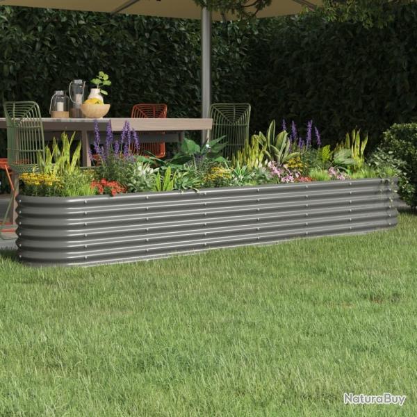 Lit sur�lev� de jardin Acier enduit de poudre 260x40x36 cm gris