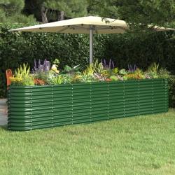 Lit sur&eacute;lev&eacute; de jardin Acier enduit de poudre 332x40x68 cm Vert alsavelo
