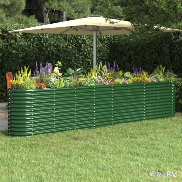 Lit sur�lev� de jardin Acier enduit de poudre 332x40x68 cm Vert