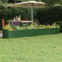 Lit sur&eacute;lev&eacute; de jardin Acier enduit de poudre 332x40x36 cm Vert