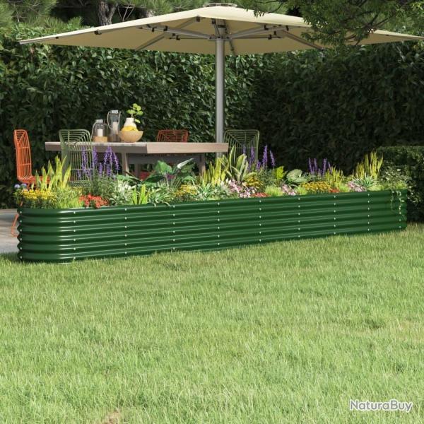 Lit sur�lev� de jardin Acier enduit de poudre 332x40x36 cm Vert