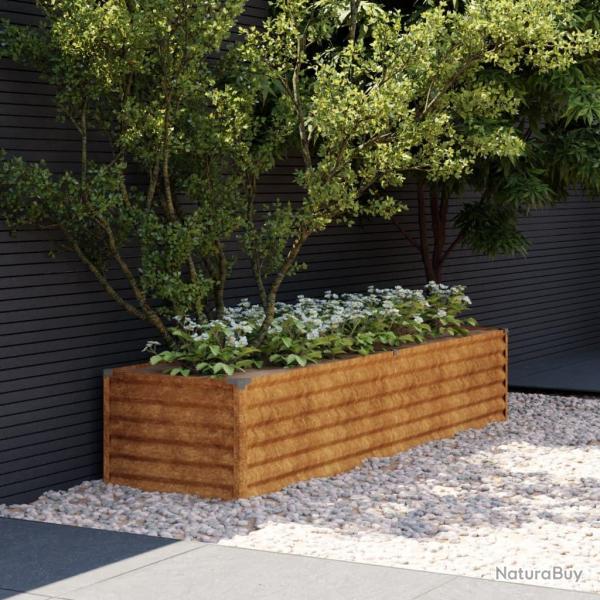 Lit sur�lev� de jardin 194x50x36 cm acier corten