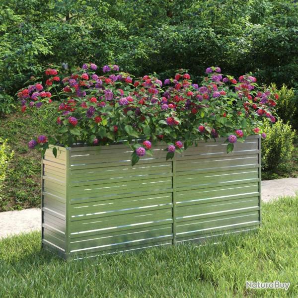 Lit sur�lev� de jardin 160x40x77 cm Acier galvanis� Argent�
