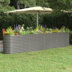 Lit sur&eacute;lev&eacute; de jardin Acier enduit de poudre 332x40x68 cm gris