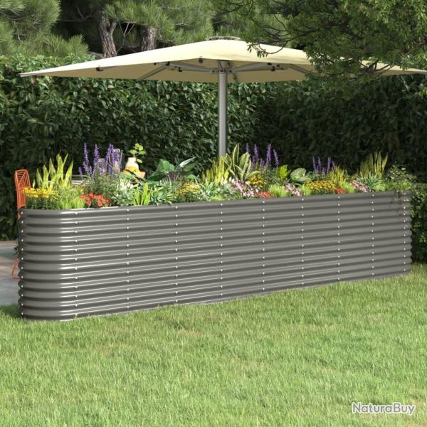 Lit sur�lev� de jardin Acier enduit de poudre 332x40x68 cm gris