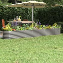 Lit sur&eacute;lev&eacute; de jardin Acier enduit de poudre 332x40x36 cm gris